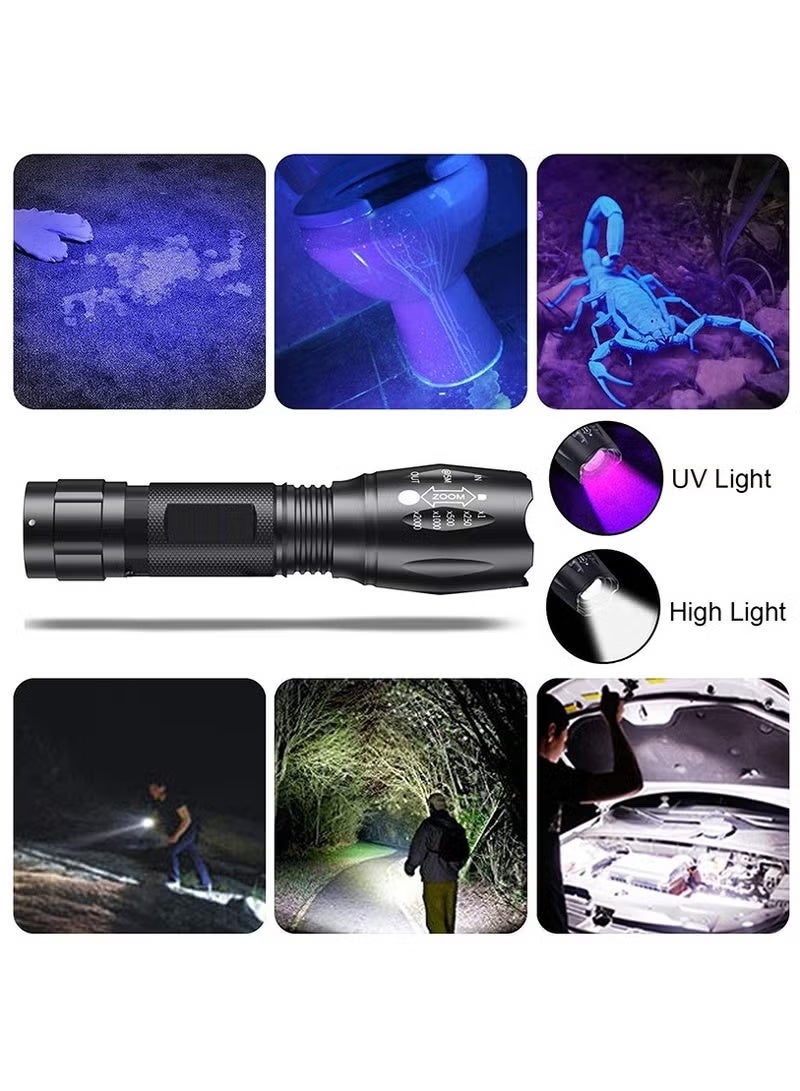 Oasis 2-in-1 LED Flashlight, Tactical White Light and 395nm UV Blacklight Combo, Waterproof Portable Handheld Torch for Pet Urine Detection, Camping and Currency Verification - Image 2
