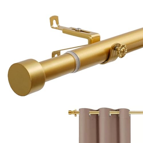 HASTHIP® Heavy Duty Curtain Rods for Windows 32"-84", Sturdy & Rust-Proof Curtain Rod, Adjustable Curtain Rod Set with Easy Installation and Modern Design, Golden - Image 1