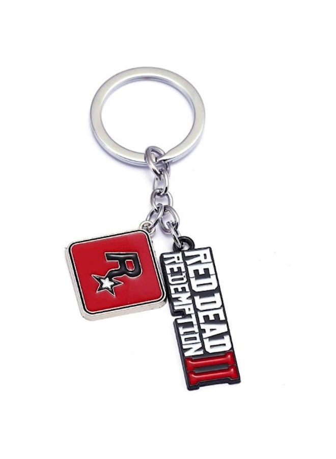 نيبمينينت سلسلة مفاتيح مصنوعة من خليط معدني ومطبوع عليها اسم لعبة الفيديو 'Red Dead Redemption 2' ومعلق بها حرف R