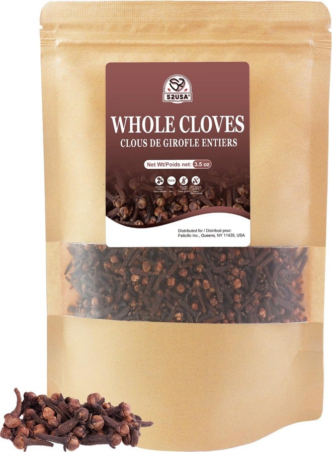 52USA Cloves Whole 3.5 oz (Pack of 1), Great for Food, Tea, Baking and Meats, All Natural | Non GMO | Kosher | Vegan | Gluten Free - Image 1