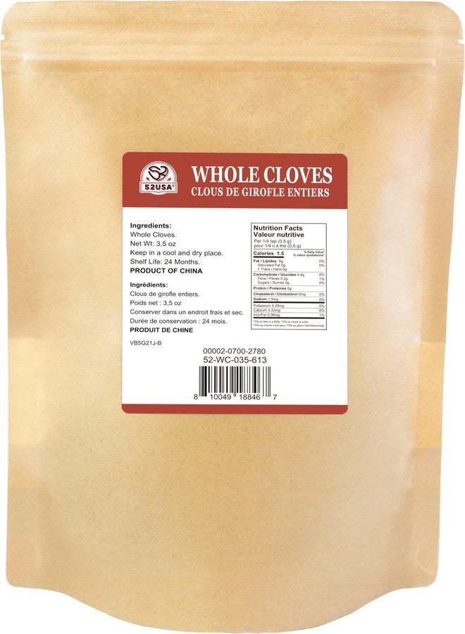 52USA Cloves Whole 3.5 oz (Pack of 1), Great for Food, Tea, Baking and Meats, All Natural | Non GMO | Kosher | Vegan | Gluten Free - Image 2