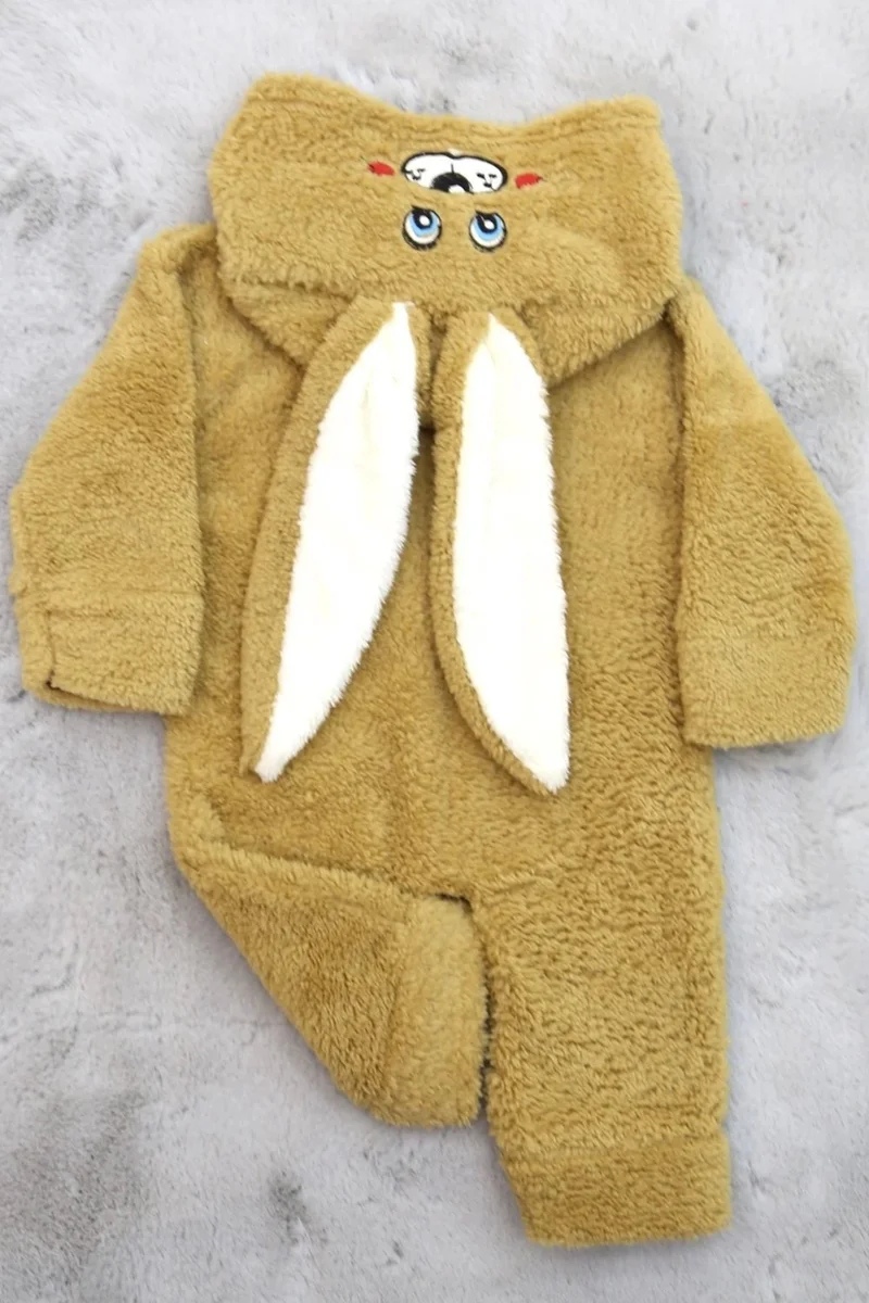 Kazax Kazakax 1-3 Years Old Rabbit Eared Plush Jumpsuit Milk Coffee - 20783.1770.