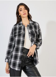 Oversized Longline Checked Shacket