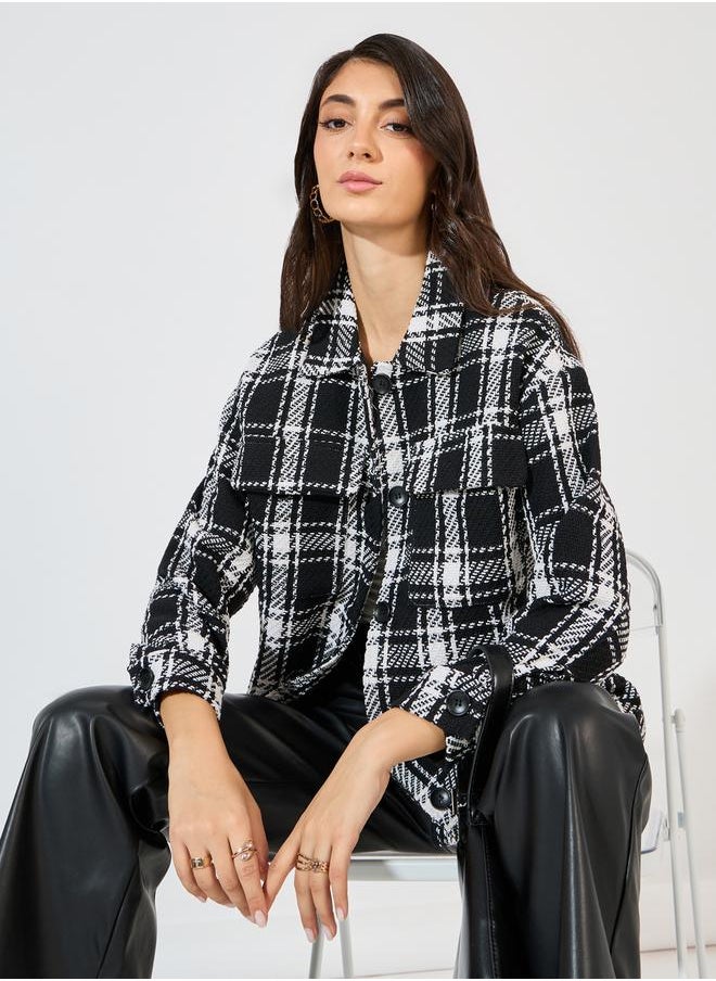 Styli - Oversized Longline Checked Shacket - Image 1