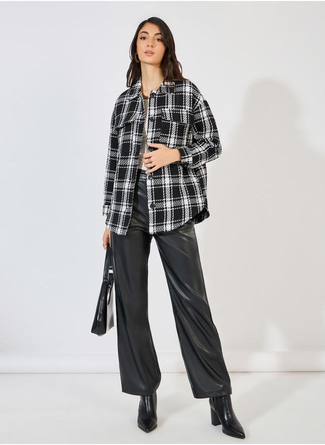 Styli - Oversized Longline Checked Shacket - Image 1