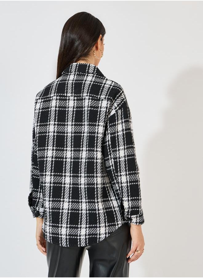 Styli - Oversized Longline Checked Shacket - Image 1