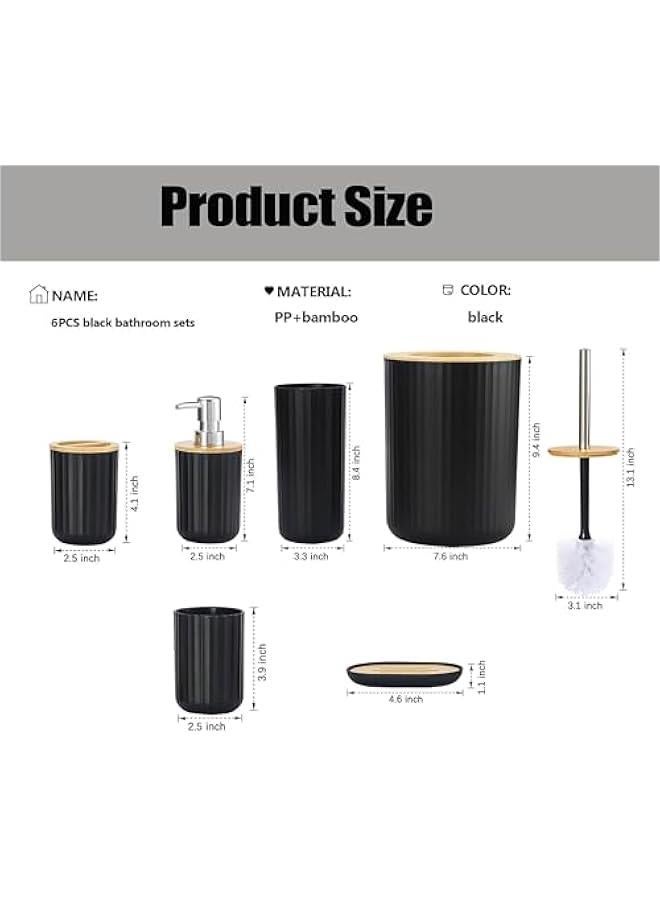 بيوينتي مجموعة اكسسوارات الحمام من فانتوريا، 6 قطع، فرشاة المرحاض، موزع الصابون، حامل فرشاة الاسنان، كوب، طبق صابون، سلة مهملات (اسود ار) - Image 3