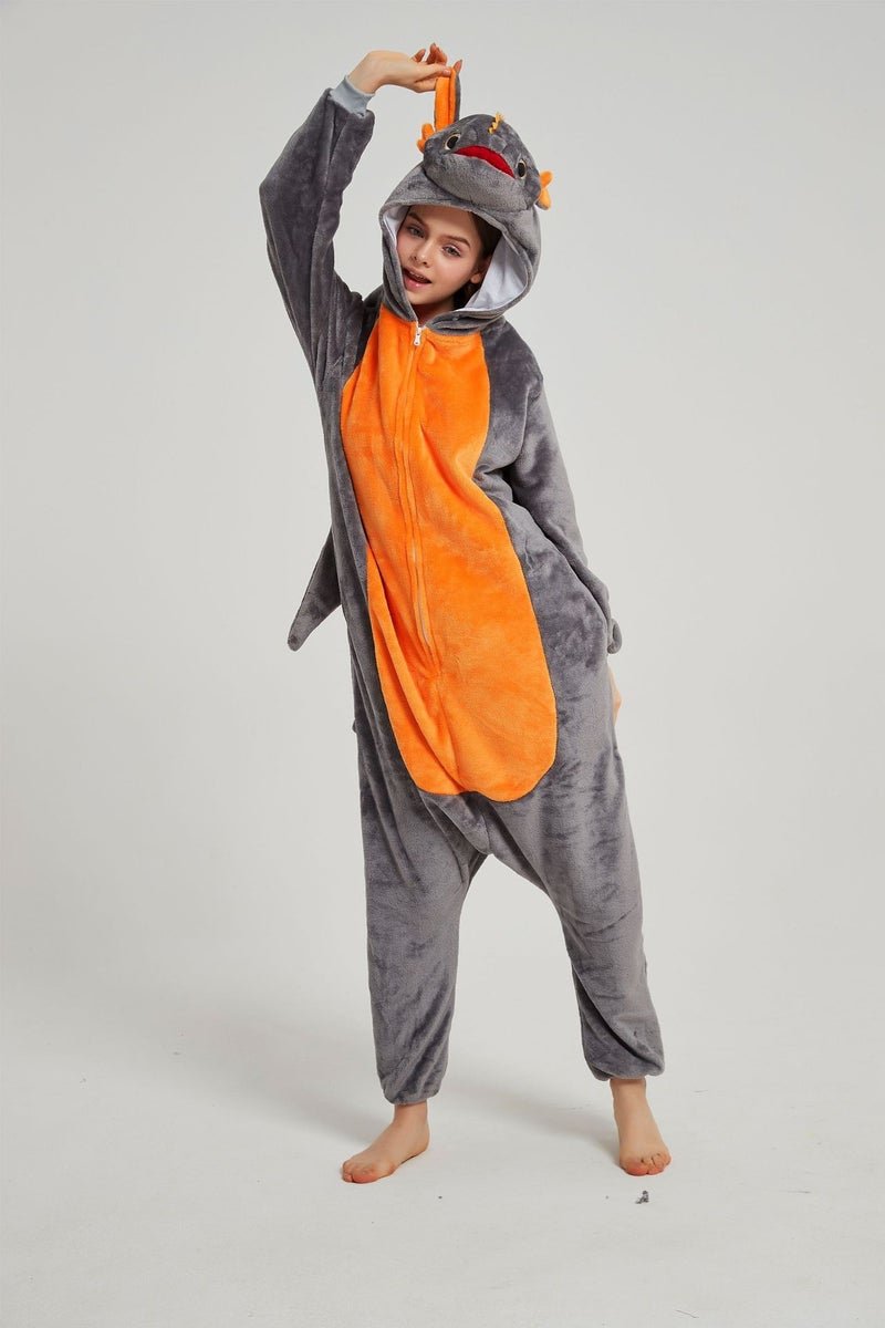 Dragon Trainer Anime Animal Pajamas Flannel Cartoon One-Piece Pajamas Couple Home Clothes Performance Clothes Adults Taming the dragon black dragon - Image 2