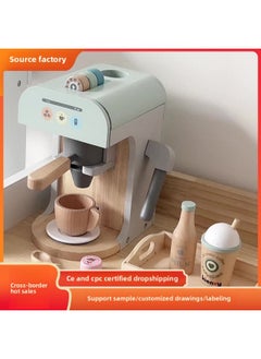 Generic Children's Wooden Simulation Coffee Machine Dessert Store Simulation Vending Machine Combination Boys And Girls Play House Wooden Toys-Color:Danish Noble Shop (luxury Model)  - Image 2