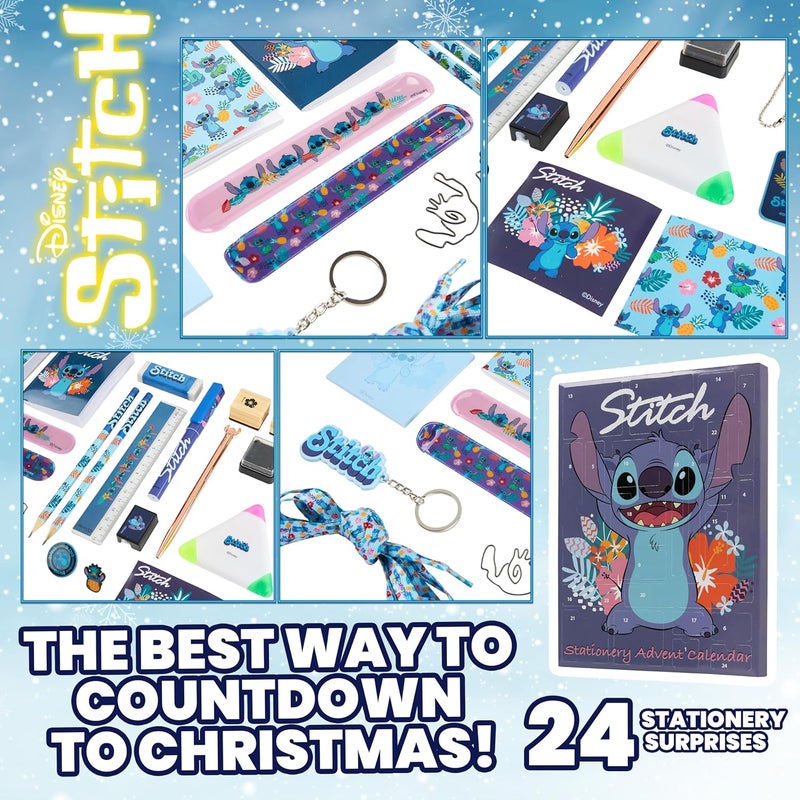 Disney Stitch Kids Advent Calendar 2025 with 24 Surprise Items, Keychain, Sticky Notes, Pencils, Stamps, Erasers, Notebooks, Gifts for Kids (Blue Stitch Stationery) - Image 4