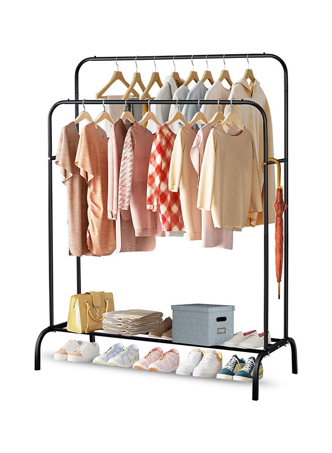 SKY-TOUCH SKY-TOUCH Double-Rail Clothes Rack Heavy-duty Clothes Rack Metal Freestanding Clothes Rail Garment Hanging Rack with Bottom Shelf Hanging Rack Closet Organizer for Bedroom Black  - Image 1