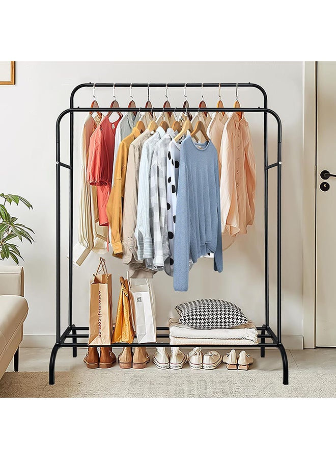 SKY-TOUCH SKY-TOUCH Double-Rail Clothes Rack Heavy-duty Clothes Rack Metal Freestanding Clothes Rail Garment Hanging Rack with Bottom Shelf Hanging Rack Closet Organizer for Bedroom Black  - Image 4