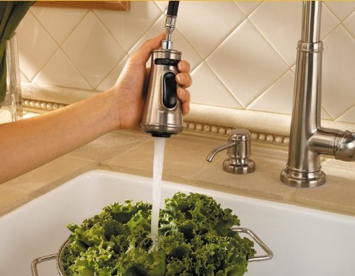 Pfister Ashfield 1-Handle Pull-Down Kitchen Faucet with Soap Dispenser, Brushed Nickel - Image 3