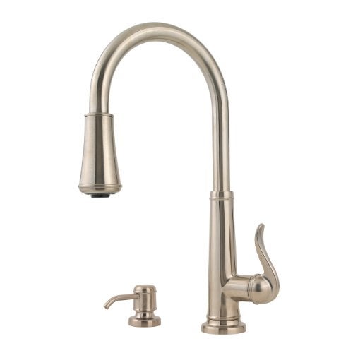 Pfister Ashfield 1-Handle Pull-Down Kitchen Faucet with Soap Dispenser, Brushed Nickel - Image 1