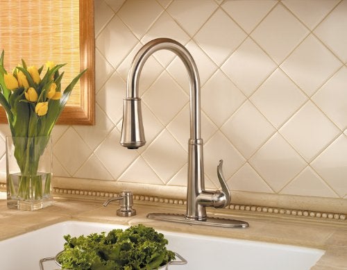 Pfister Ashfield 1-Handle Pull-Down Kitchen Faucet with Soap Dispenser, Brushed Nickel - Image 2
