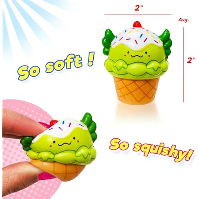 Ja-Ru Mini Foamie Axolotl Smushy Foodie (12 Axolotls Assorted) Ugly Cute Squishy Snack Toy for Boys & Girls. Slow Release Fidget for Kids, Teen, & Adult. Snaxolotl Collectible Party Favor. 4742-12 - Image 4