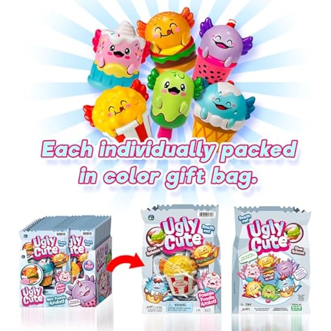 Ja-Ru Mini Foamie Axolotl Smushy Foodie (12 Axolotls Assorted) Ugly Cute Squishy Snack Toy for Boys & Girls. Slow Release Fidget for Kids, Teen, & Adult. Snaxolotl Collectible Party Favor. 4742-12 - Image 3