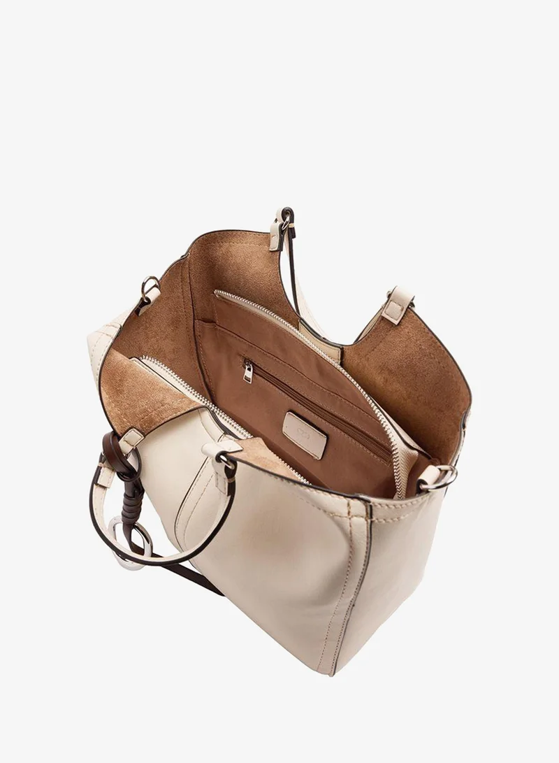 Parfois White Plain Tote Bag With Zipper Closure for Women | Best Price UAE