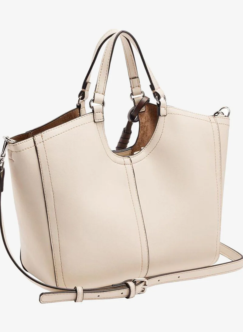 Parfois White Plain Tote Bag With Zipper Closure for Women | Best Price UAE