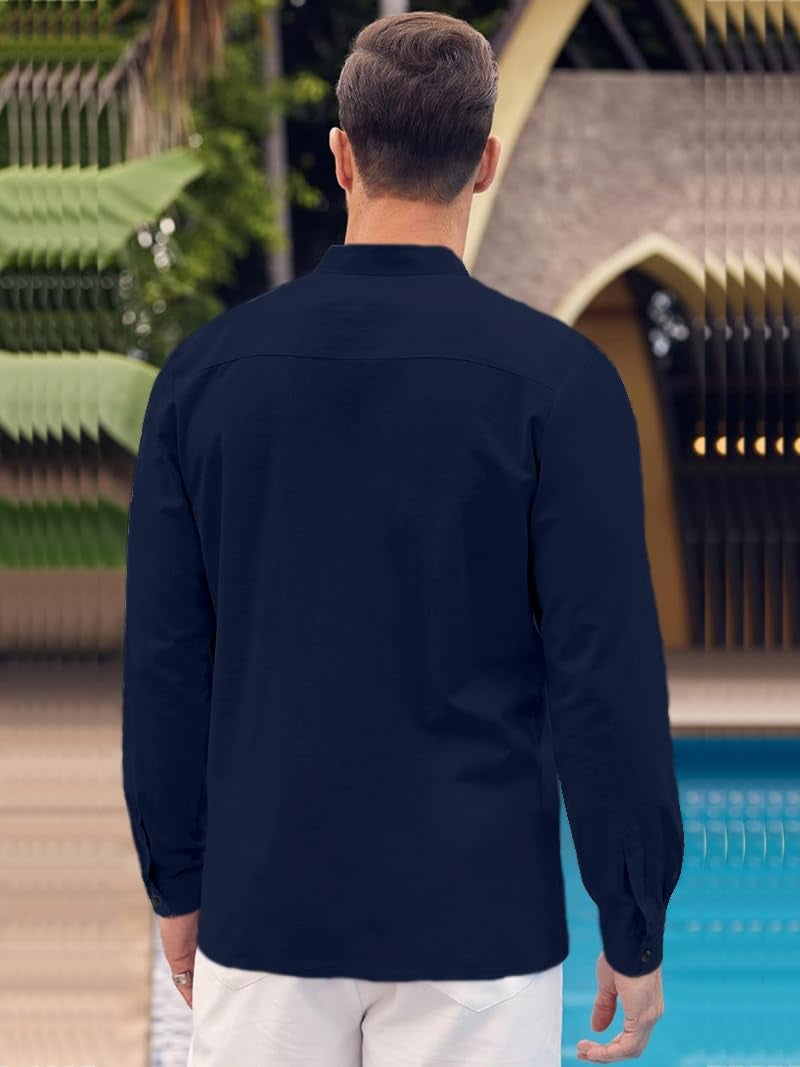 Bellstone Men's Solid Cotton Shirt | Casual | Plain | Full Sleeve | Summer-Regular Fit| Men Stylish Shirt | Everyday Formal Wear |Soft Breathable Fabric | Everyday Smart Casual Wear Navy Blue - Image 2