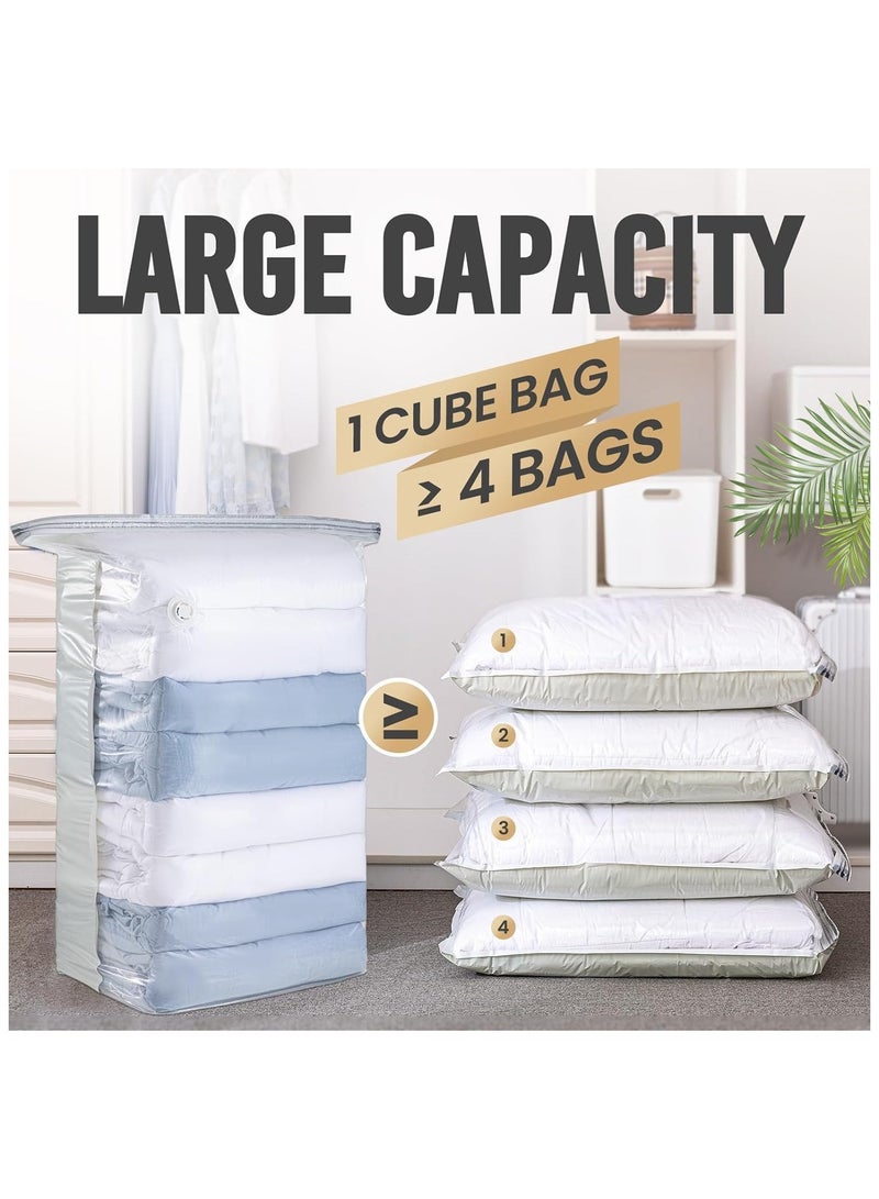 Vacuum Storage Bags of 4 pcs,No Pump Required,Space Saver Bags,Jumbo Cube bag,Extra Large Vacuum Sealer Bags for Comforters Blankets Bedding Duvet,Closet Organizers (XL-100x80x32cm, 4pcs)  - Image 3