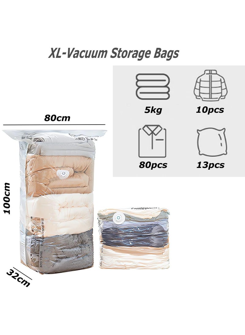 Vacuum Storage Bags of 4 pcs,No Pump Required,Space Saver Bags,Jumbo Cube bag,Extra Large Vacuum Sealer Bags for Comforters Blankets Bedding Duvet,Closet Organizers (XL-100x80x32cm, 4pcs)  - Image 5