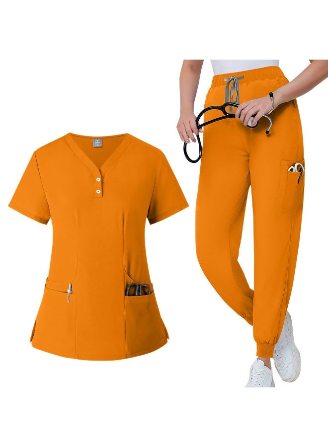 NIBEMINENT Scrubs Medical Uniform Short Sleeve Tops+Pants Nursing Uniform Women Pet Shop Doctor Hospital Clinic Surgery Workwear Scrub Sets - Image 1