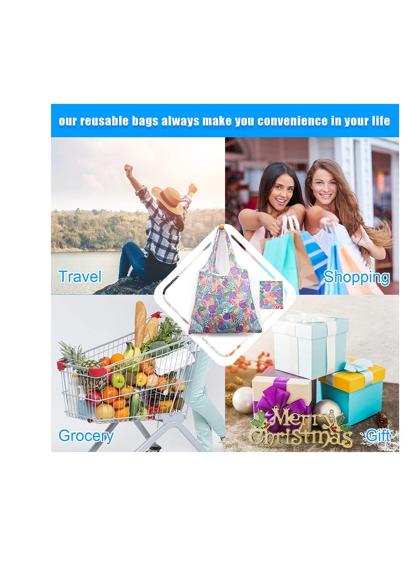 SYOSI - 6 Pcs Reusable Grocery Bag Foldable Eco-Friendly Shopping Bags Lightweight Washable Nylon Large Tote Bag - Image 1