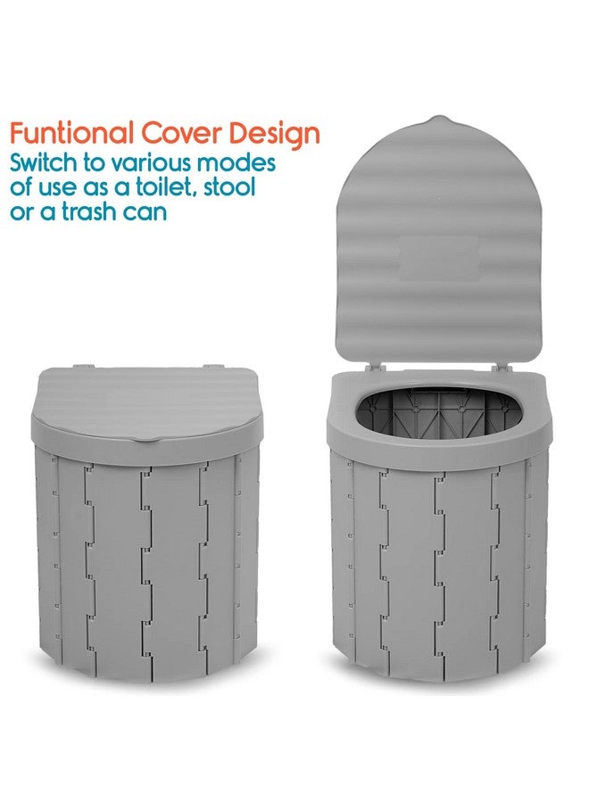 Ndola Portable Toilet for Adults Camping,Portable Travel Toilet with Lid,Foldable Portable Emergency Potty for Car/Outdoor Camp (Grey) - Image 3