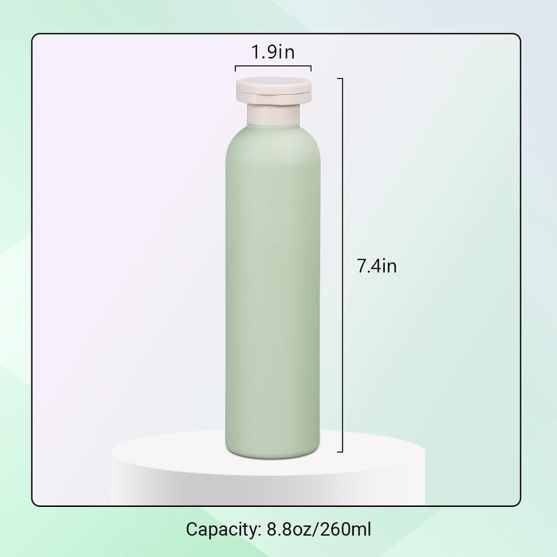 UMETASS Travel Shampoo Bottle, Empty Plastic Squeeze Bottles 8.8oz with Flip Cap, Lotion Container for Toiletries Travel Size Shampoo and Conditioner - Image 3