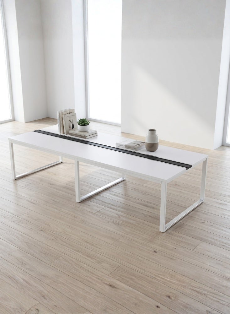 Karnak Novario Meeting Table With Metal Legs, Ideal for Boardrooms, high-end creative studios, and executive conference suites. - Image 1