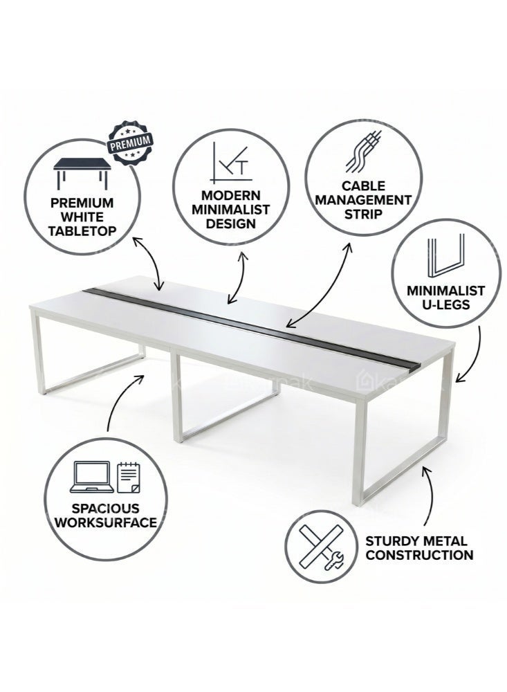 Karnak Novario Meeting Table With Metal Legs, Ideal for Boardrooms, high-end creative studios, and executive conference suites. - Image 4