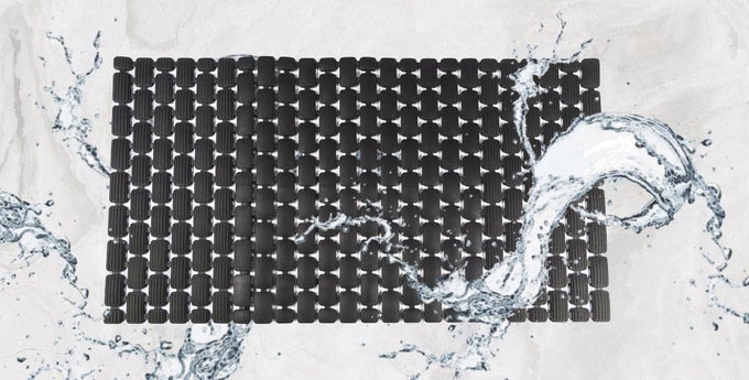 PVC RUBBER MAT DRAINAGE NON SLIP RUBBER MAT COMMERCIAL USE FLOOR MAT BATHROOM SWIMMING POOL SHOWER DOORMAT INDOOR OUTDOOR WET AREA KITCHEN TERRACE MATS (BLACK)