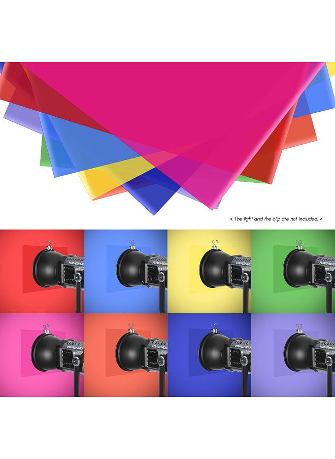 Generic - 8 Colors/set PET Transparent Gel Lighting Filter 50 * 40cm/ 20 * 16in Coloured Overlays Tinted Correction Gels Light Filters Plastic Sheets for LED Light Studio Flash Strobe DJ Light - Image 1