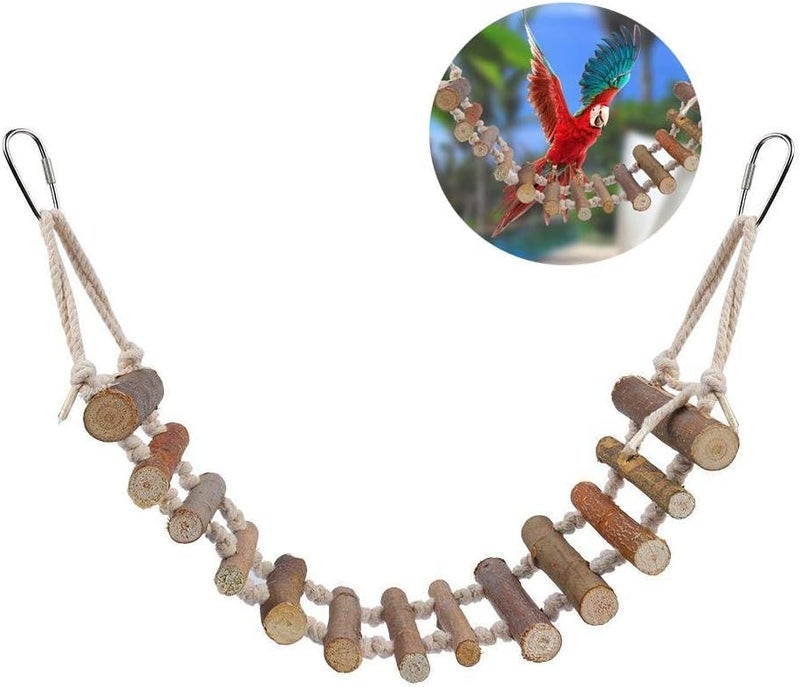 klarako Birds Wood Ladder Toy, Multifunction Pet Birds Wood Ladder Bridge Toy Birds Swing Bridge Training Toys for Lovebirds Parakeets Parrots African Grey Cockatiel - Image 1
