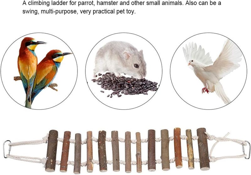 klarako Birds Wood Ladder Toy, Multifunction Pet Birds Wood Ladder Bridge Toy Birds Swing Bridge Training Toys for Lovebirds Parakeets Parrots African Grey Cockatiel - Image 3