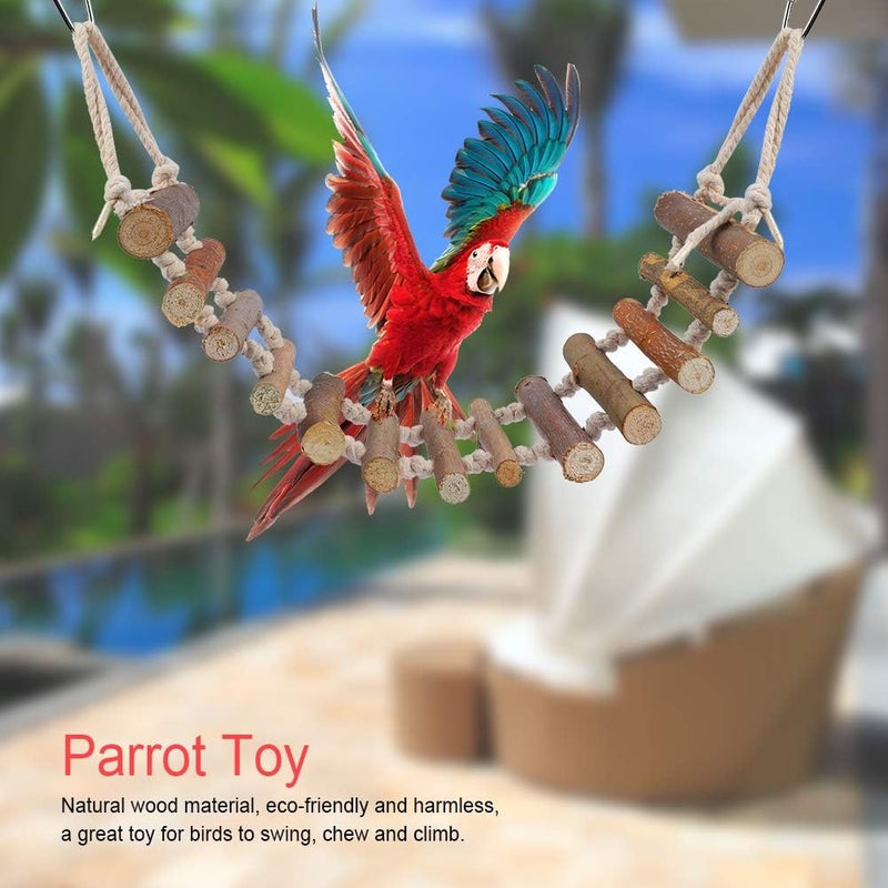 klarako Birds Wood Ladder Toy, Multifunction Pet Birds Wood Ladder Bridge Toy Birds Swing Bridge Training Toys for Lovebirds Parakeets Parrots African Grey Cockatiel - Image 2
