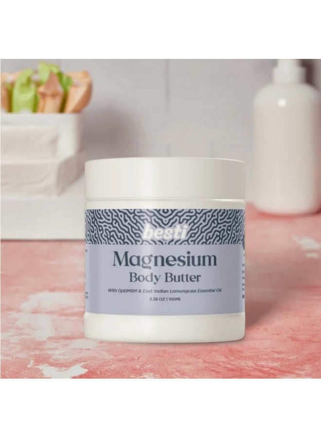 Besti Magnesium Body Butter with 35% Magnesium, Shea Butter & Sweet Almond Oil, Naturally Scented with Lemongrass Essential Oil, Fast-Absorbing, Deeply Nourishing, for Soft, Hydrated Skin - 3.8 oz - Image 3