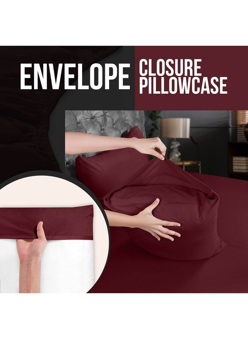 Utopia Bedding Utopia Bedding King Pillow Cases - 2 Pack - Envelope Closure - Soft Brushed Microfiber Fabric - Shrinkage and Fade Resistant Pillow Covers 20 X 40 Inches (King  Burgundy)  - Image 3