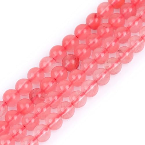 LIFAVOVY 10mm Watermelon Cherry Quartz Beads Round Gemstone Loose Beads for Jewelry Making (38-39pcs/strand) - Image 1
