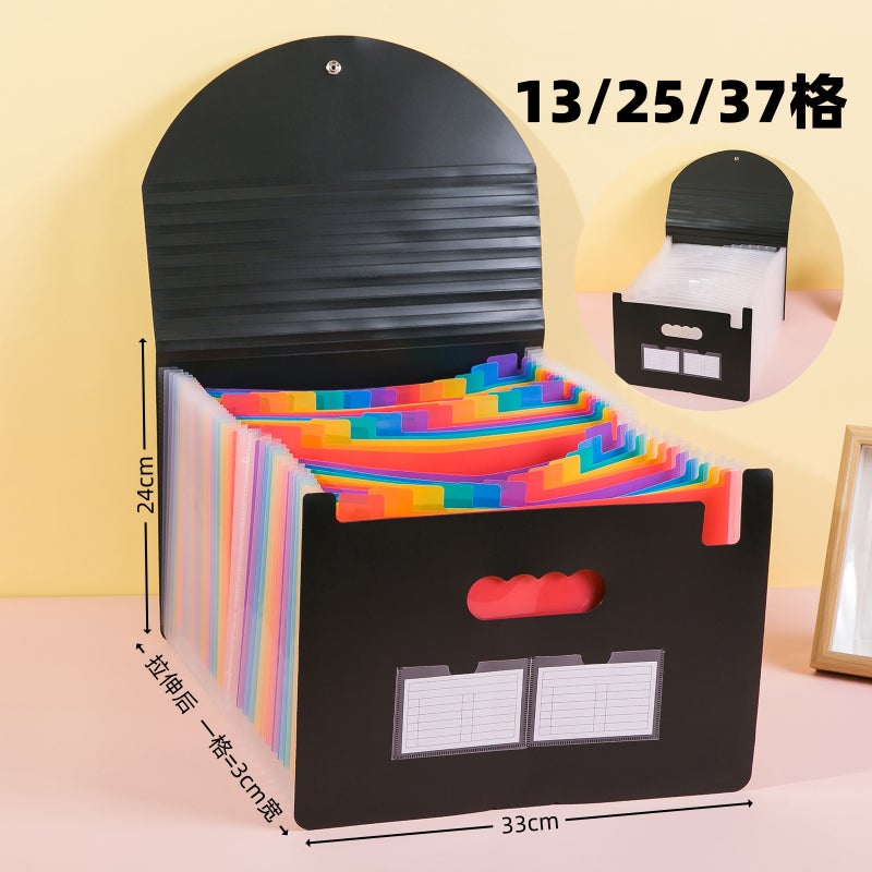 A4 Three-Side Sealed Lanyard Organ Bag 25 Grid Three-Side Sealed Flip Folder New Office File Storage Bag - Image 2