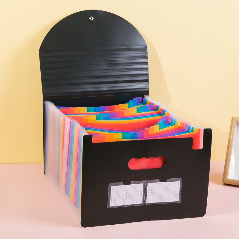 A4 Three-Side Sealed Lanyard Organ Bag 25 Grid Three-Side Sealed Flip Folder New Office File Storage Bag - Image 1