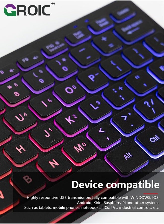 GROIC Wired Gaming Keyboard, RGB Backlit Compact Mini Keyboard, Ultra-Lightweight USB Keyboard 78 Keys for PC Gamer, Typist, Travel, Easy to Carry on Business Trip  - Image 2