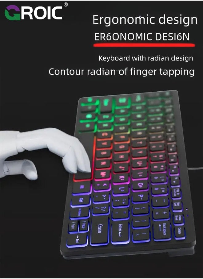 GROIC Wired Gaming Keyboard, RGB Backlit Compact Mini Keyboard, Ultra-Lightweight USB Keyboard 78 Keys for PC Gamer, Typist, Travel, Easy to Carry on Business Trip  - Image 5