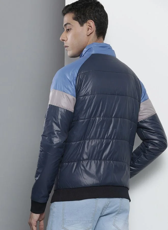 ذا انديان كراج كو The Indian Garage Co Men Slim Fit Solid High Neck Long Sleeves Jacket