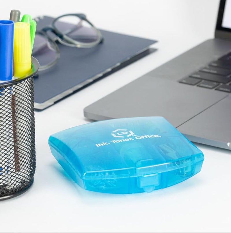 LD Products Blue Mini Office Supply Kit Portable Case with Scissors, Paper Clips, Tape Dispenser Set, Pencil Sharpener, Mini Stapler with Staples and Staple Remover - Image 5