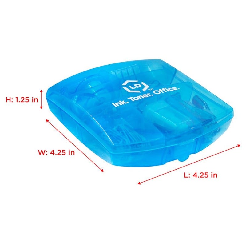 LD Products Blue Mini Office Supply Kit Portable Case with Scissors, Paper Clips, Tape Dispenser Set, Pencil Sharpener, Mini Stapler with Staples and Staple Remover - Image 4