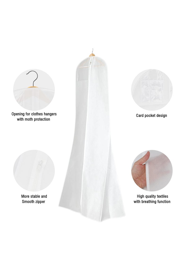 SYOSI - Wedding Dress Dust Bag Garment Bag Clothing Dust Cover Storage Bag Breathable Anti Dust Clothes Cover with External Transparent Pocket for Bridal Gowns Evening Dresses Suits Coats - Image 1