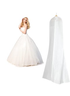 Wedding Dress Dust Bag Garment Bag Clothing Dust Cover Storage Bag Breathable Anti Dust Clothes Cover with External Transparent Pocket for Bridal Gowns Evening Dresses Suits Coats