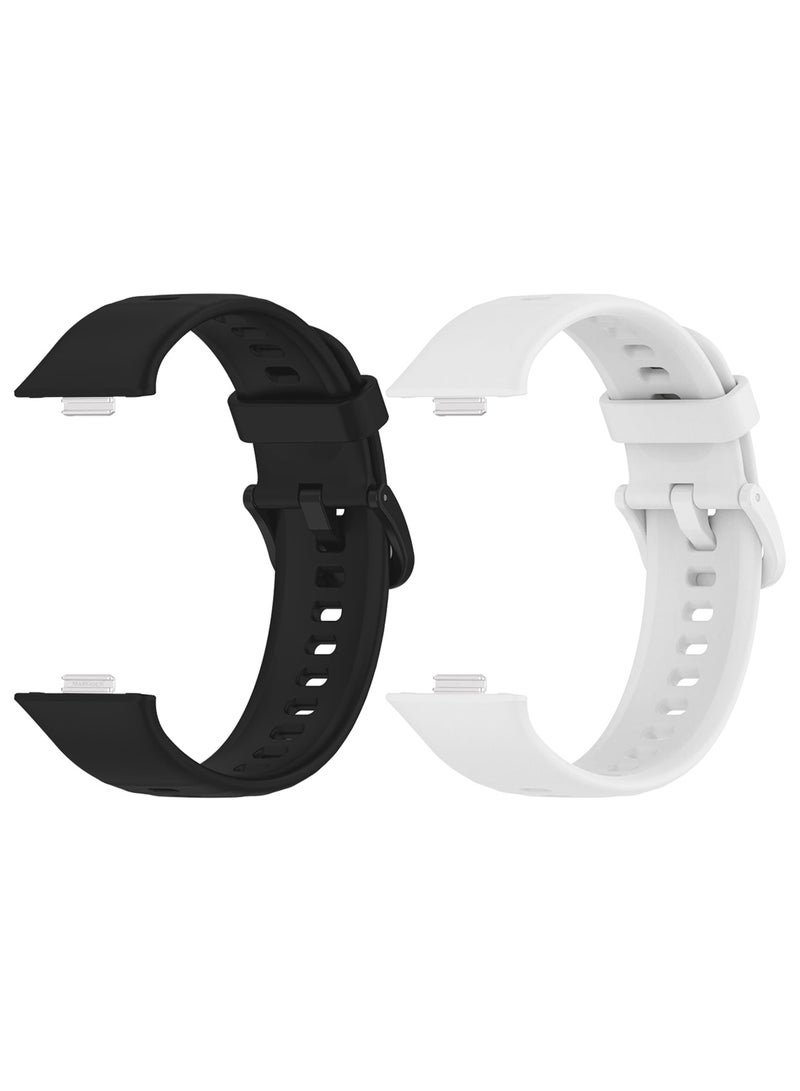 CATANES 2Packs Wristband for Huawei Watch Fit 3/Fit 4/Fit 4 Pro Bands, Silicone Bracelet Quick Release Arm Band, Replacement Smartwatch Band Quick Release Sport Straps - White Black  - Image 1